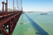 USA, California, San Francisco, Ships Under Golden Gate Bridge