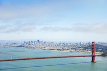 USA, California, San Francisco, Golden Gate Bridge As Seen From Marin Headlands Vista Point
