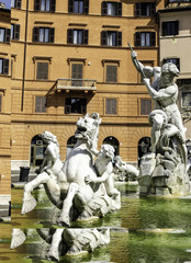 Wall Mural - detail of the Neptune fountain in Piazza Navona in Rome, Italy