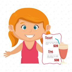 Canvas Print - cartoon girl menu food drink vector illustration eps 10