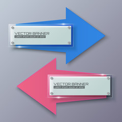 Poster - Arrow banners. Glass with colorful signs. Infographic template. Vector illustration