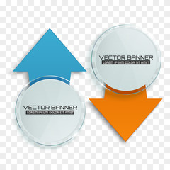 Poster - Arrow banners. Glass circle with colorful signs. Infographic template. Vector