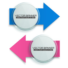 Poster - Arrow banners. Glass circle with colorful signs. Infographic template. Vector