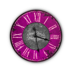 Isolated Vintage Old Pink Clock