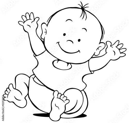 Baby Cartoon Outline Stock Vector | Adobe Stock