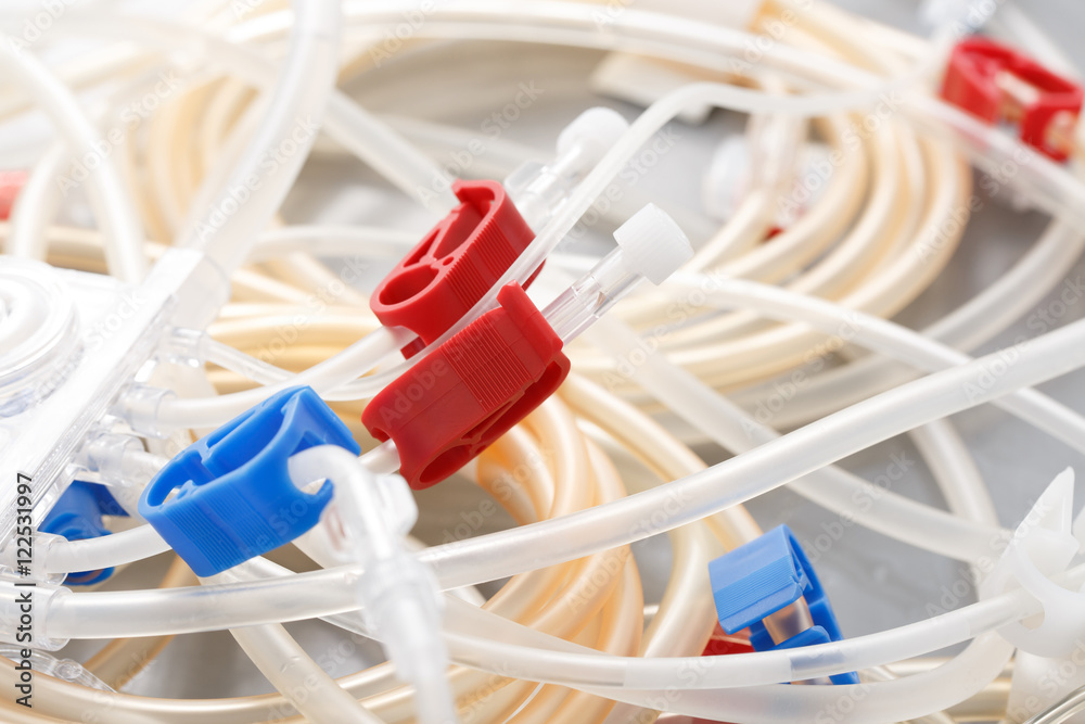 Tubes of hemodialysis machine Stock Photo | Adobe Stock