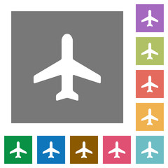 Wall Mural - Airplane square flat icons