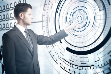 Poster - Businessman pressing digital button