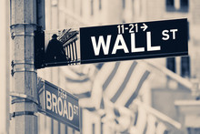 Vintage Looking Wall Street Sign In New York City