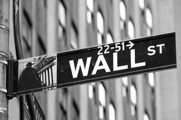 Wall street sign in New York City