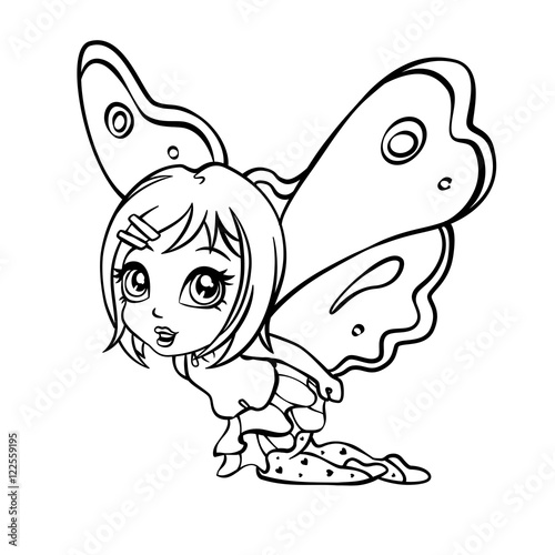 Vector Elf Fairy Coloring Page Stock Vector Adobe Stock