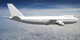 3D passenger jet plane flying in the air - great for topics like aviation, flight, transportation etc.