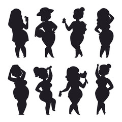 Canvas Print - Fat girl vector set.