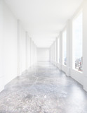 Fototapeta Perspektywa 3d - Concrete corridor with city view