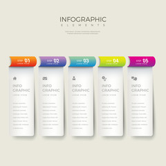 Poster - Multicolor 5 process steps labels Infographics background vector