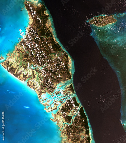 Zdjęcie XXL Bahamy z satelity Landsat. Elementy tego obrazu dostarczone przez NASA