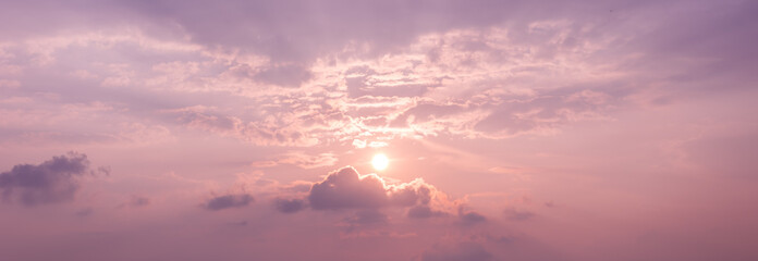 Wall Mural - panorama sunset sky background with the colors of rose quartz and serenity