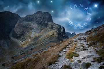 Wall Mural - zodiac wheel on outdoor sky