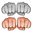 Human fist front, four icons on white background