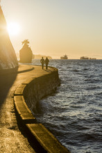 Stanley Park Seawall At Sunset, Vancouver, British Columbia, Canada