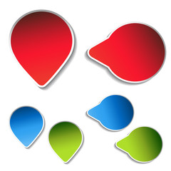 Poster - Vector blue, green, red arrow labels on white background. Simple arrow buttons. Pointer on web. Sign of next, read more, play, go etc.
