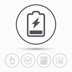 Fototapete - Battery power icon. Charging accumulator sign.