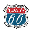route 66 rustic road sign. vector biker brint. handwriting freed