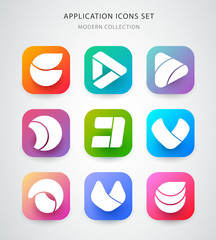 Big vector icons set for application logo icon design. App icon design. Material design.