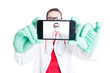 © Catalin Pop - Woman doctor with googles and smartphone