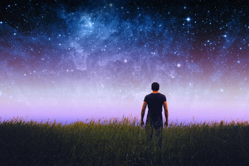 Wall Mural - man silhouette . elements of this image furnished by nasa