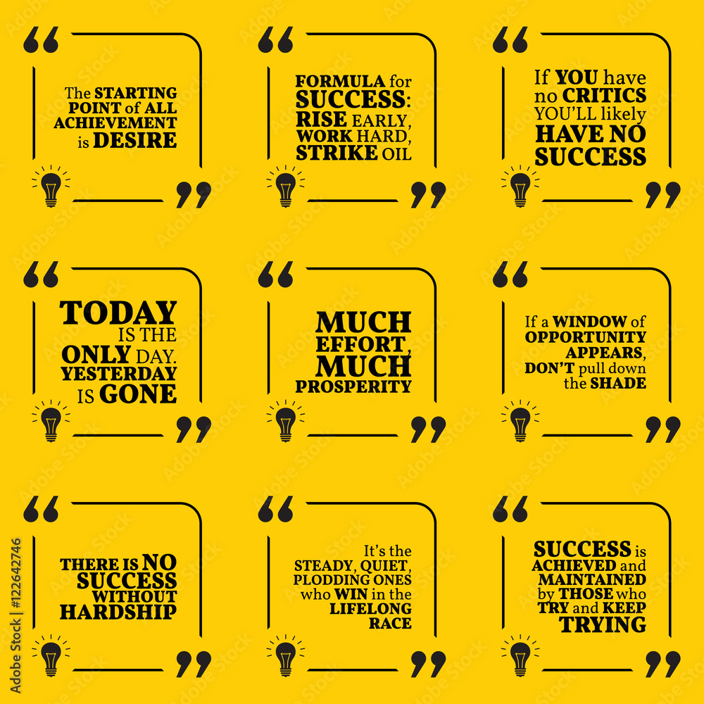 Set of motivational quotes about action, hard work, goals, achie Stock ...