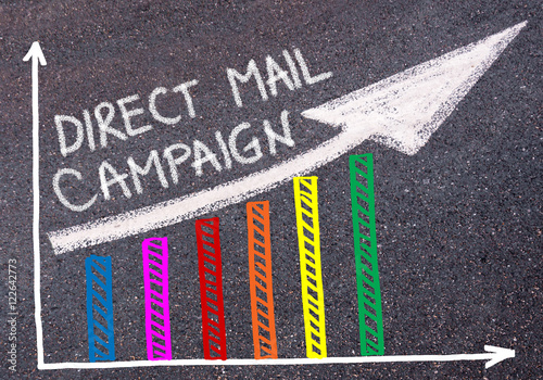 DIRECT MAIL CAMPAIGN written over colorful graph and rising arrow Poster
