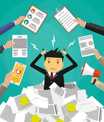 Poster - businessman in pile of office papers