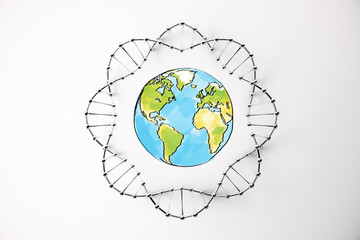 Aufkleber - DNA circle with globe sketch