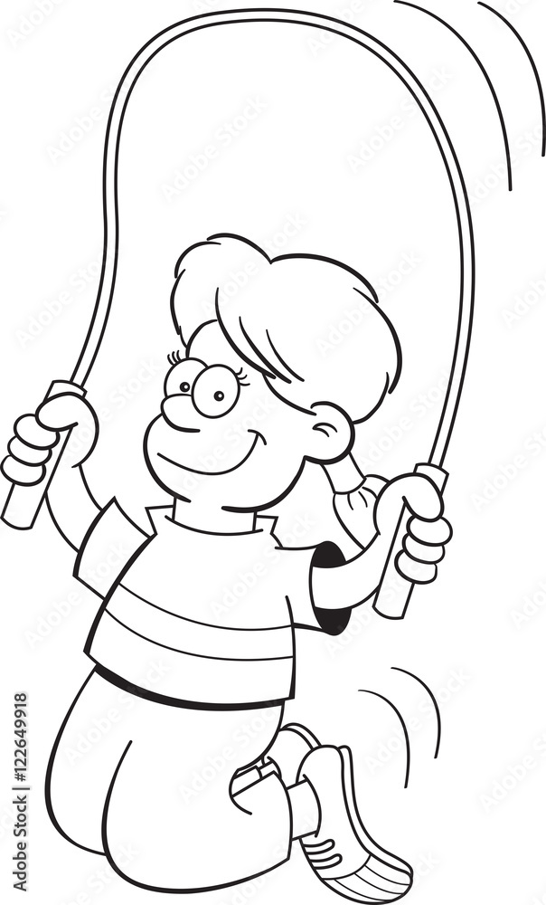 Masonic Rope Vector Black and white illustration of a girl jumping rope. Stock Vector ...