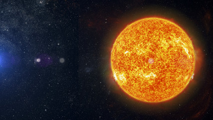 Wall Mural - sun on nebula background 3d rendering.