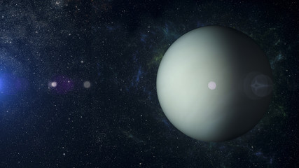 Wall Mural - solar system planet uranus on nebula background 3d rendering.