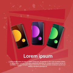 Poster - Smart Cell Phone Colorful Set Flat Vector Illustration