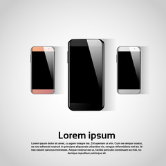 Poster - Smart Cell Phone Colorful Set Flat Vector Illustration