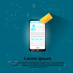 Poster - Cell Smart Phone Envelope Send Mail Social Network Flat Vector Illustration