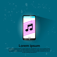 Poster - cell smart phone music player application flat vector illustration