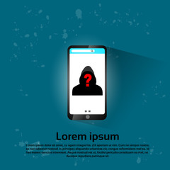 Poster - smart phone lock screen data privacy protection flat vector illustration