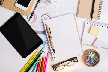 Aufkleber - Creative workplace with tablet