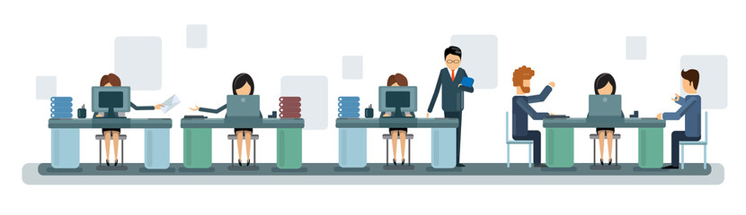 Poster - business people team work desktop computer banner