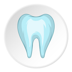 Wall Mural - Tooth icon in cartoon style isolated on white circle background. Dentistry symbol vector illustration