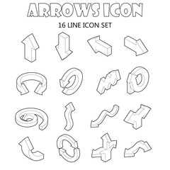 Poster - Arrow icons set in cartoon style. Various arrows set collection vector illustration