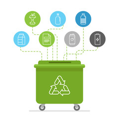 Aufkleber - Vector illustration in modern flat linear style - recycle