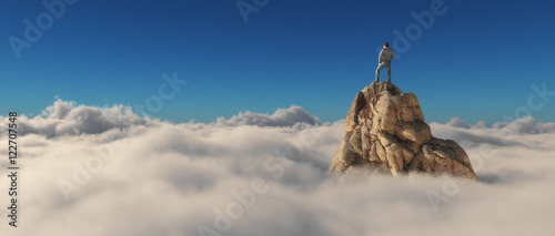 Fotografía A man standing on a stone cliff