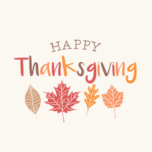 Thanksgiving Card With Autumn Leaves. Editable Vector Design.