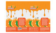 Branding package design for orange juice with flat color.
